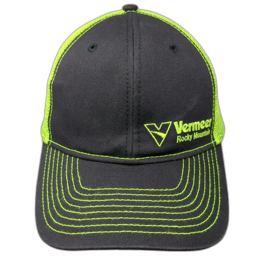 Vermeer Rocky Mountain Trucker Hat Black Yellow One Size Mesh Snapback Logo Cap